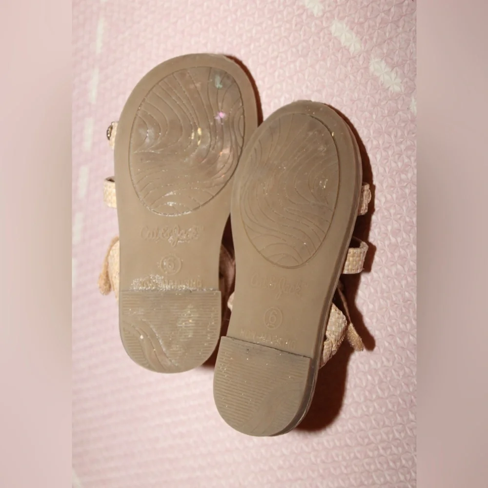 Cat & Jack Toddler Girls Kinsley Raffia Nautical Sandals Seashells Size 6 - Picture 3 of 5